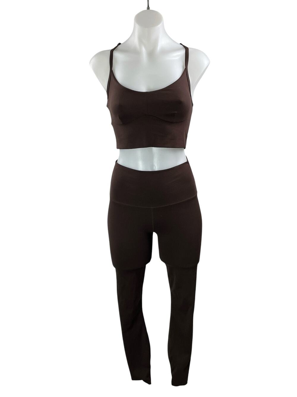 Varley Brown Sleeveless Activewear Athletic Sports Bra & Leggings Pants Sets S